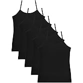 Donella Girls Camisole Undershirts - Toddler Girls Cotton Ribbed Cami 5 Pack