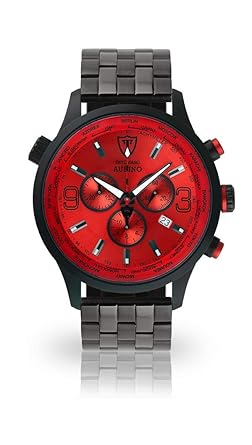 DETOMASO Mens DT1061-B AURINO XXL Chronograph Trend rot/schwarz Analog Display Swiss Quartz Red Watch