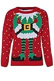 Forever Womens Celebrity Inspired Elf Print Knitted Christmas Jumpers