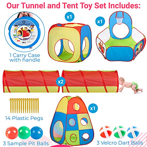 Play Tunnel for Kids and Toddlers 5 Piece 15 Feet Pop Up Play Tent