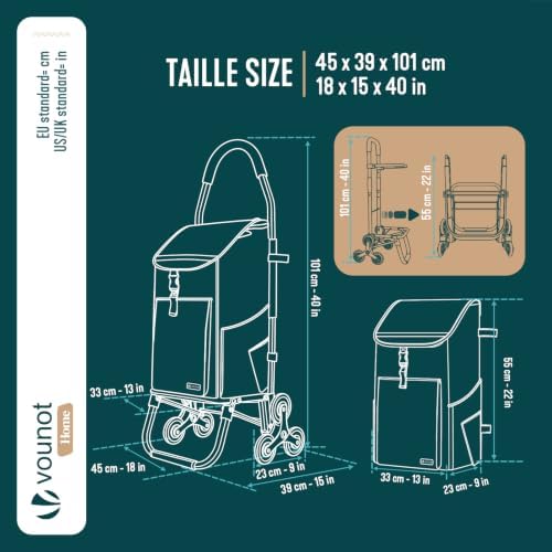 ® Carrito Compra Plegable de Aluminio, Carro de la Compra 6 Ruedas con Bolsa Oxford Desmontable y Ganchos, 58L, Negro