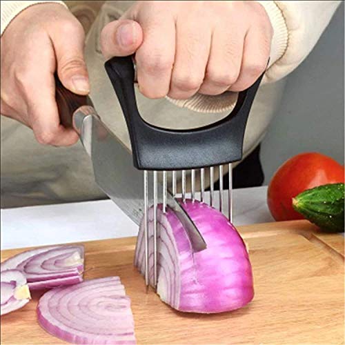 Food Choppers Slice Assistant Onion Holder Slicer, kitchen Gadgets kitchen Utensil Holder Cutter Stainless Steel…