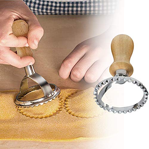 Ravioli Stamp Set, 4-Piece Classical Ravioli Cutter Maker with Wood Handle Pasta Mold Cookie Cutter Tool - Thumbnail 3