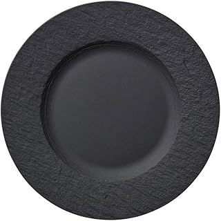 Villeroy und Boch - Manufacture Rock Frühstücksteller, 22 cm, Premium Porzellan, spülmaschinen-, mikrowellengeeignet, schwarz