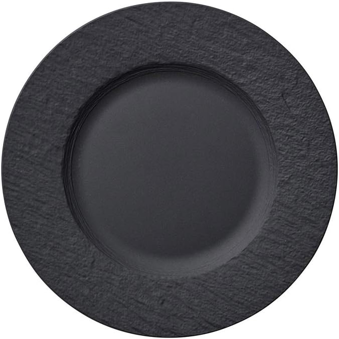Villeroy und Boch - Manufacture Rock Frühstücksteller, 22 cm, Premium Porzellan, spülmaschinen-, mikrowellengeeignet, schwarz