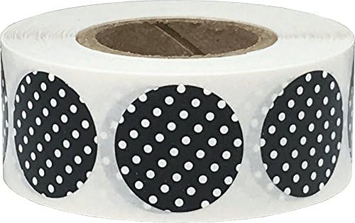 Black with White Polka Dot Color Coding Labels for Organizing Inventory 0.75 Inch Round Circle Dots 500 Total Adhesive Stickers On A Roll
