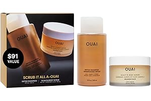 OUAI Hair Care Set - Clarifying Shampoo & Exfoliating Scalp Scrub - Deep Cleansing & Balancing - Hair Care Kit with Detox Sha