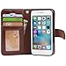 Iphone SE Case, iphone 5s case, Arae [Wrist Strap] Flip Folio [Kickstand Feature] PU leather wallet case with ID&Credit Card Pockets For Apple iphone SE/5s/5 (Brown)