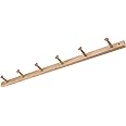 iDesign Wood Wall Mount Coat Rack with 6 Pegs for Mudroom, Entryway, Kitchen, Closet and More, 32.3" x 2.8" x 1.5", Natural Wood