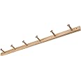 iDesign Wood Wall Mount Coat Rack with 6 Pegs for Mudroom, Entryway, Kitchen, Closet and More, 32.3" x 2.8" x 1.5", Natural W