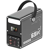 Power Bank 60000mAh Power Station High Capacity Fast Charging PD 65W LiFePO4 Portable Outdoor Generator with DC 12V/3A Output & LCD Display Battery Bank for iPhone 17, Samsung, iPad,MacBook & Camping
