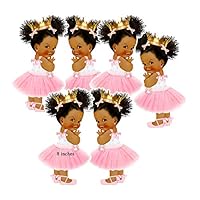 Baby Princess Party Cut-Outs, African American Princess Baby Shower Decoration (8 inches)