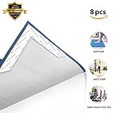 Rug Gripper for Hardwood Floors | Reusable Non Skid & Slip Grippers.Flattens Area Rug Corners & Stops Rug Slipping.Anti Curling Carpet Mat Pad for Ruggies with Renewable Grip Tape (BLACK)
