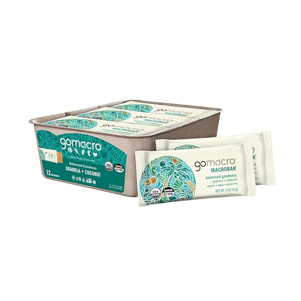 GOMACRO MACROBAR ORGANIC VEGAN SNACK BARS – GRANOLA + COCONUT (2.0 OUNCE BARS, 12 COUNT)
