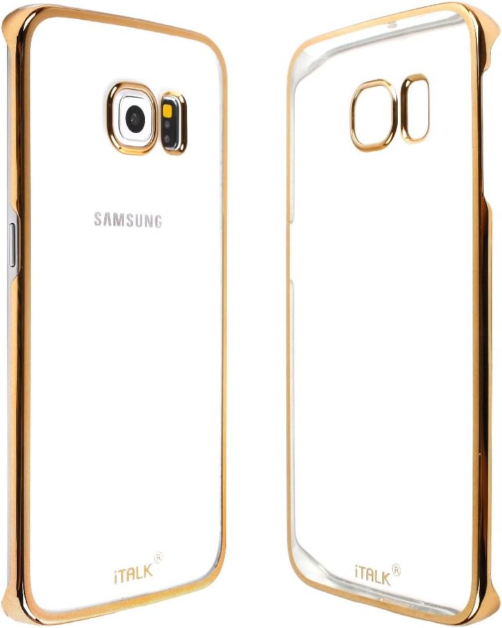 Impsl Galaxy S6 Edge Case, Italk [Slim Fit] Metal Clear [Shining Edge] For Galaxy S6 Edge [Crystal Clear] Clear-Gold