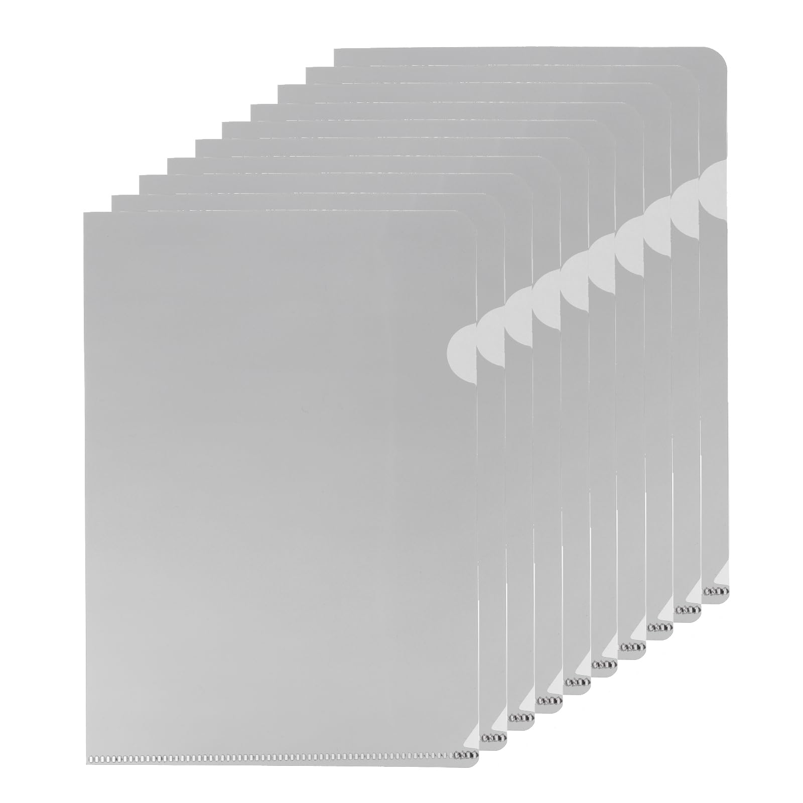 PATIKIL L Type Folders 30 Pack A5 Plastic File Project Pockets Clear Paper Document Jacket Sleeves for Office, Gray