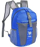 Bago Lightweight Backpack. Water Resistant Collapsible Rucksack for Travel and Sports. Foldable and Packable Daypack for Adults, Men and Women, Teens and Children (DeepBlue)