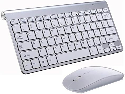Keyboard Low Noise Ultra Thin Mini suit 2.4 G Wireless Keyboard and Mouse Combo Set Keyboard and Mouse Included, 2.4GHz Dropout Free Connection, Long Battery Life (Silver) -Pikeman