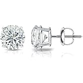 1/4 Carat Lab Grown Diamond Round Stud Earrings in 14k Gold (G-H, SI1-SI2, cttw) 4-Prong Basket Screw Back by Diamond Wish