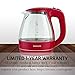 Ovente 1.5L BPA-Free Glass Electric Kettle, Fast Heating with Auto Shut-Off and Boil-Dry Protection, Cordless, LED Light Indicator (Maroon)
