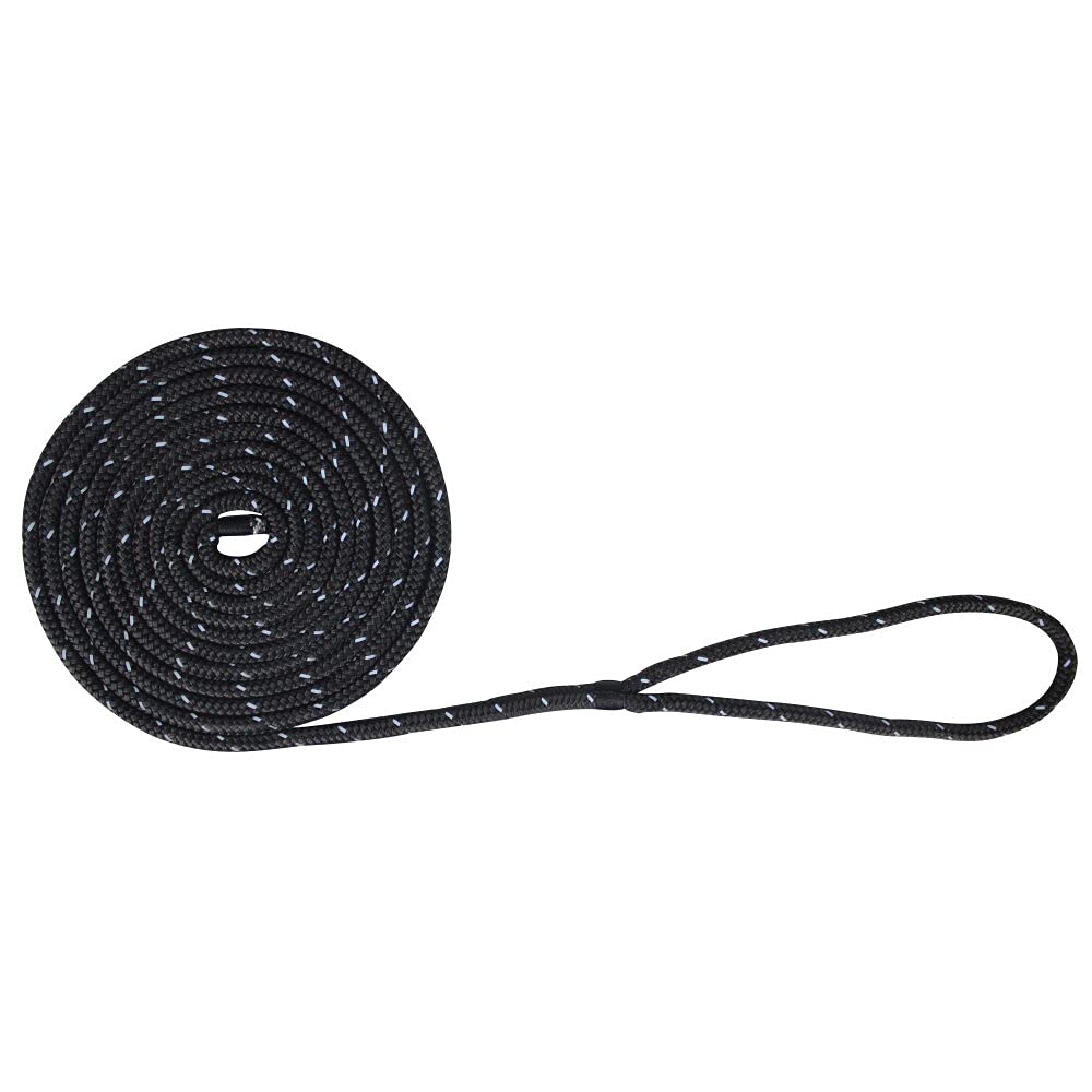 Extreme Max 3006.2487 BoatTector Double Braid Nylon Dock Line - 1/2" x 25', Black w/Reflective Tracer