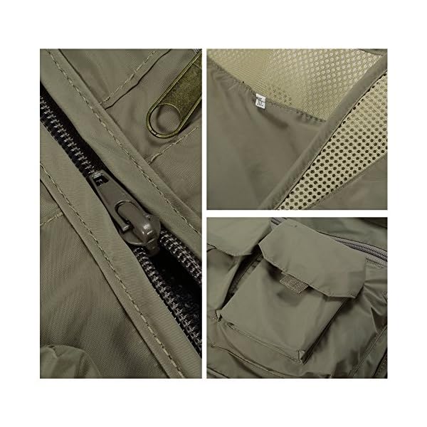 Isafish-Fly-Fishing-Vest-Mens-Multifunction-Pockets-Waistcoat-Jacket-Mesh-Breathable-Quick-Dry-Travels-Sports-Outdoor-Vest-L-Khaki