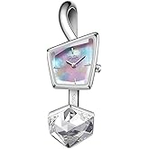 SAGA Illusion Women's Luxury Cuff Bangle Quartz Watch, Shaped Mineral Case, Swiss Ronda Quartz Movement, 30M Water Resistant, 316L Stainless Steel Bracelet with Danube Crystals