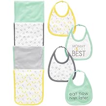 Simple Joys by Carter's Baby 8-Pack Burp Cloth and Bib Set, Lamb/Giraffe, One Size