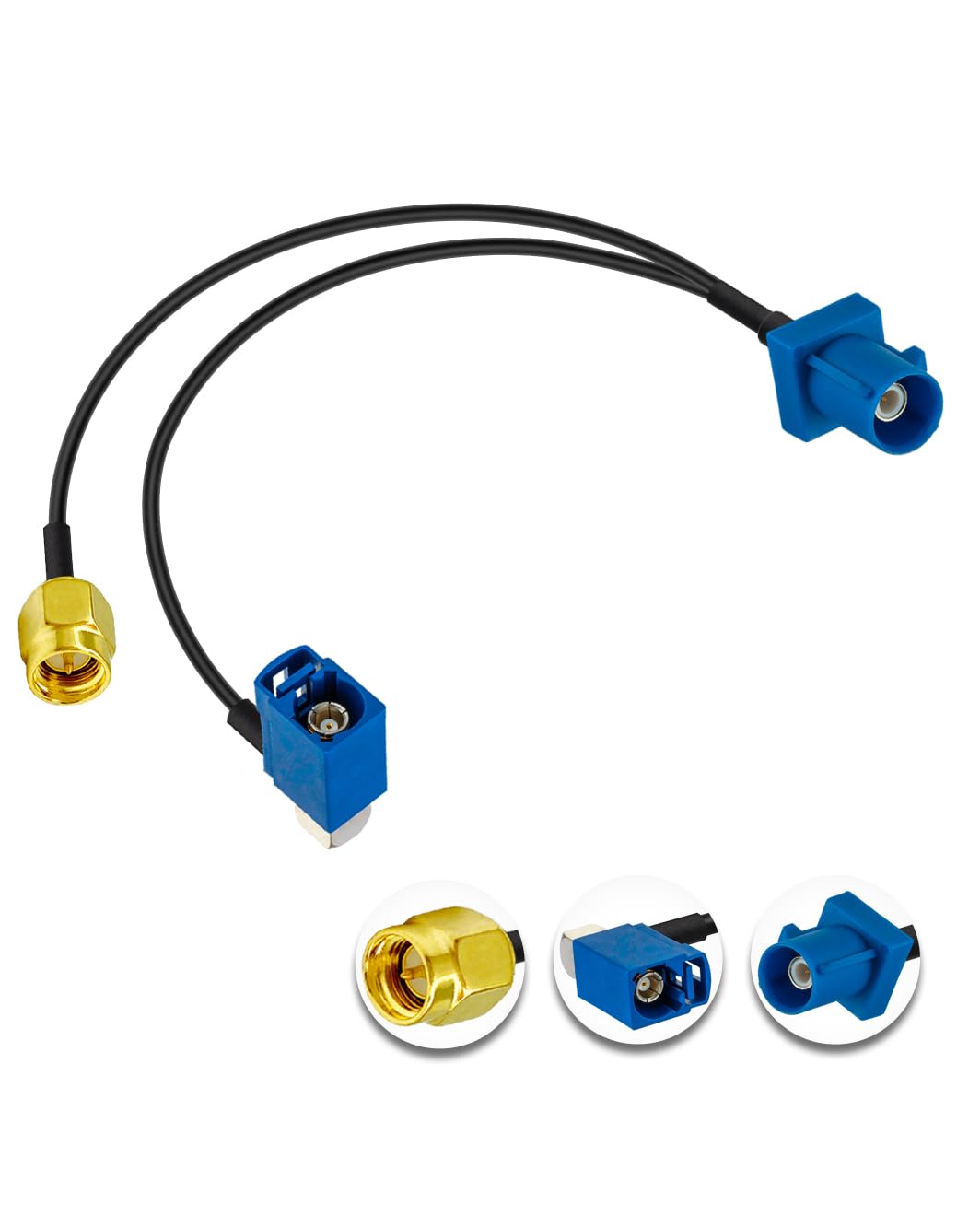 Vecys Fakra C Male to SMA Male and Fakra C Female Y Type Pigtail Cable RG174 12in/30cm GPS Antenna Extension Coaxial Cable