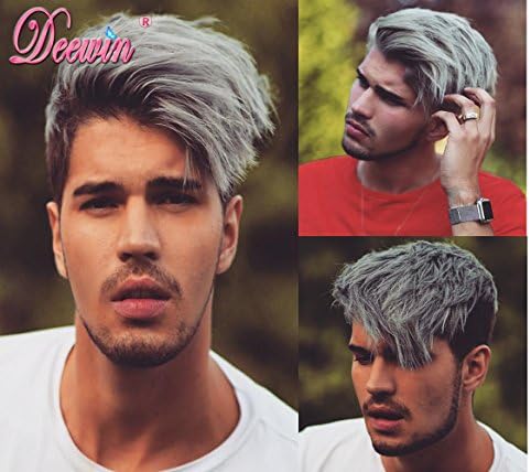 Deewin European virgin Human hair Toupee with Synthetic Fiber 8''x10'' PU Replacement hair pieces for Men