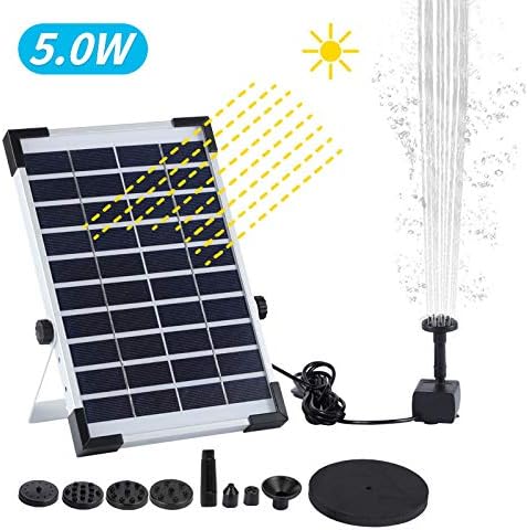 5 Wソーラーファウンテンポンプフローティング 信頼 8ノズル付き 水槽 池または庭の装飾用ソーラーエアレーターポンプ バードバス