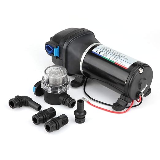 Membranpumpe, 12 V 4,5 GPM 17 L/Min 40PSI Membran Selbstansaugende Wasserpumpe mit Automatischem Druckschalter für Boote alle