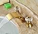 Rozin Luxury Gold Finish Waterfall Bathroom Sink Faucet Two Crystal Knobs Widespread Mixer Tap