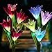 XJEXPO Solar Flower Lights,Solar Garden Stake Lights Outdoor with 8 Lily Flowers,Multi-Color Changing LED Solar Decorative Lights Garden,Patio,Backyard(Purple & White) 2 Pack