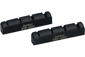 Guyker Bass Guitar Bone Nut - 4 String Flat Bottom Pre-Slotted Bone Nuts Replacement Parts Accessories for PB JB Precision Bass Jazz Bass Set of 2 Black, 42x6x9mm BTB4269