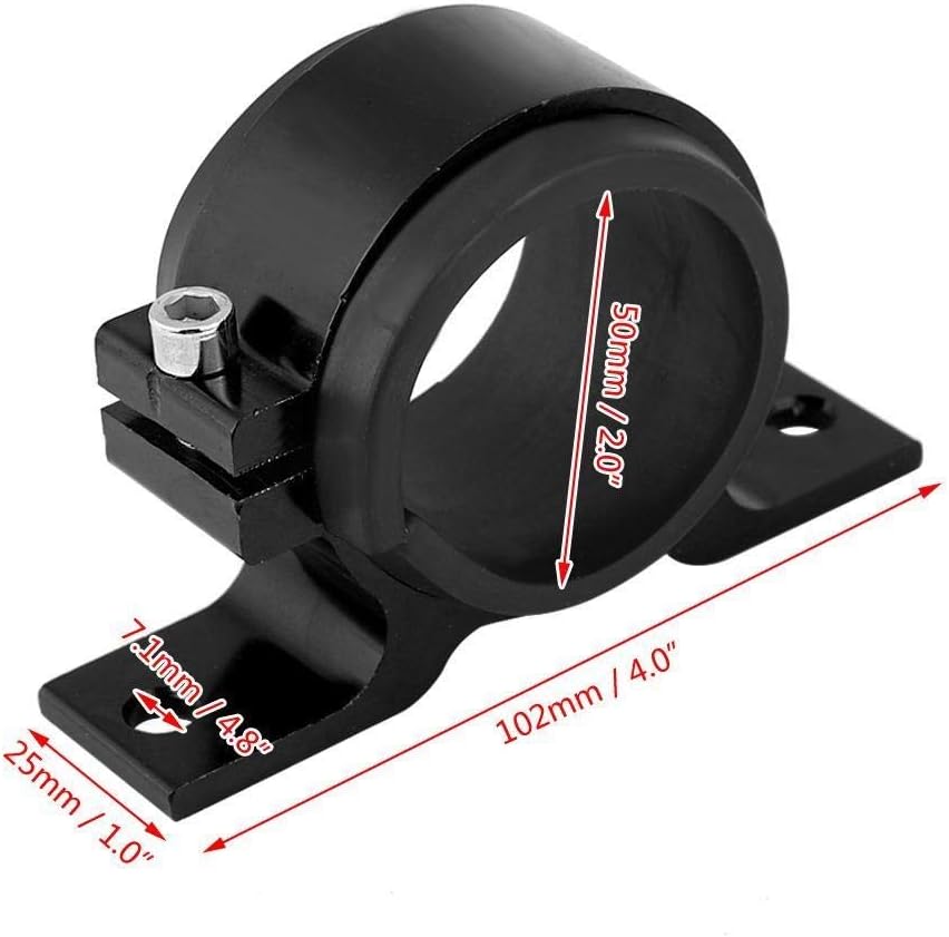 KSTE Fuel Pump Mounting Bracket, Aluminum Alloy 50mm Car Fuel Pump Mounting Bracket,Single Filter Clamp Cradle (Black Red And Sliver) - Image 4
