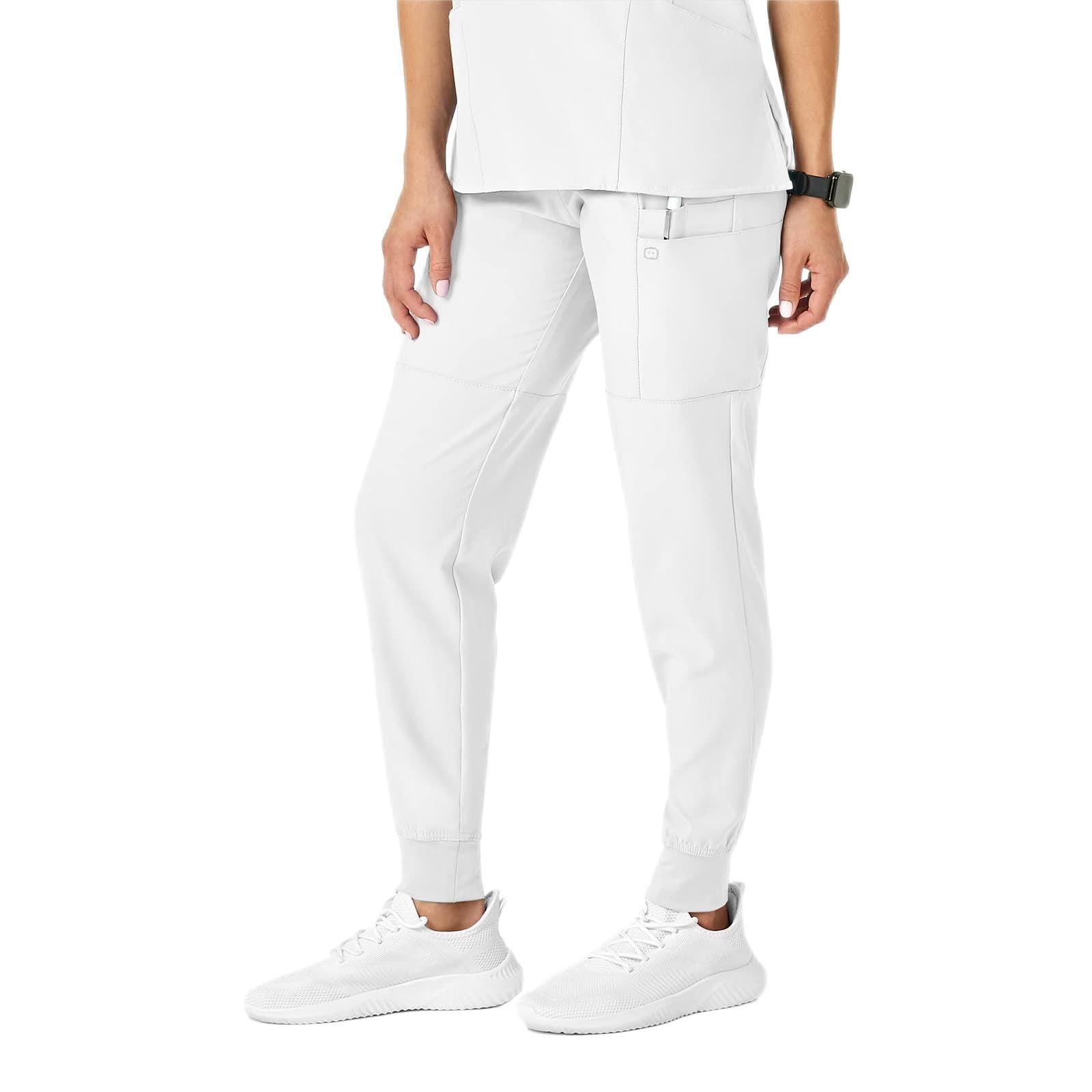 Women's Comfort Waist Cargo Jogger Scrub Pant, White, 3X Image