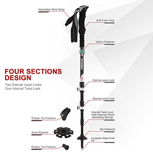 [- Anti-Shock Trekking Pole, Oxidation Treatment 7075 Aluminum Alloy Walking Poles with Quick Lock 