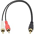Poyiccot RCA Splitter - Male to Male Cable, Y Splitter 1 to 2 RCA Male Stereo Audio Subwoofer Cable - 25cm/10inch