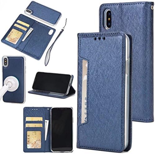 iPhone X Removable Case, Zmiq [2 in 1] Detachable PU Leather iPhone X Wallet Card Case Flip Phone Case Cover with Magnet Closure For iPhone X（5.8inch）(IphoneX Blue GSW)