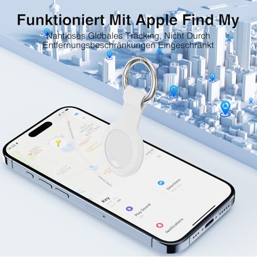 GPS Tracker Tag Pack of 2 – Smart Tag Compatible with Apple Where is? (iOS Only) with Protective Case, Waterproof Item Finder, Bluetooth Key Finder for Wallet, Luggage, Replaceable Battery