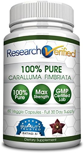 Research Verified Caralluma Fimbriata - 100% Pure Natural Caralluma Fimbriata - 1600mg/day - 60 Vegan Friendly Capsules