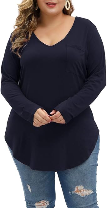 women's plus size v neck tops
