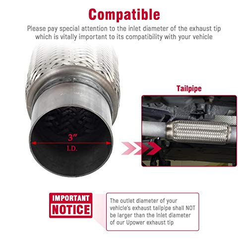 Upower 3 Inch Diameter Exhaust Flex Extension Pipe Connector Tube, 4"+6" 10"OAL Heavy Duty Stainless Steel