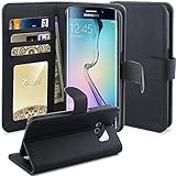 S6 Edge Case, Tauri [Stand Feature] Samsung Galaxy S6 Edge Wallet Leather Case with Stand, ID & Credit Card Pockets Flip Cover  Black