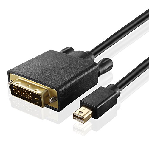 TNP Mini DisplayPort to DVI Adapter Cable- Thunderbolt 2 Compatible Male mDP to DVI Video Converter Connector Cord Wire Plug Supports 1080P Full HD Resolution (15 Feet, Black)
