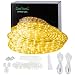 GuoTonG 50ft/15m Plug in LED Rope Lights, 540 Warm White LEDs, 110V, 2 Wire, Waterproof, Connectable,Power Socket Connector Fuse Holder, Indoor/Outdoor Use, Ideal for Backyards, Decorative Lighting