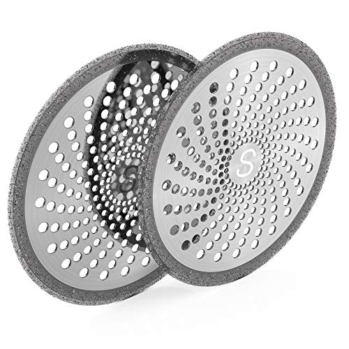 Shower Drain Hair Stopper | Bathroom Stall Drain Catcher Trap Cover Strainer Protector Cover Stopper Bathtub Collector, Stainless Steel - Silicone and Silver Glitter, 4.7 Inches - Only for FLAT drains