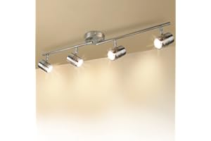 DINGLILIGHTING DLLT Led Track Light, Complete Track Lighting Kits, Flush Mount Ceiling Spot Lights GU10 Bulbs(Included) for Kitchen, Dining Room, Bedroom, Hallway, 4 Lights-Warm Light