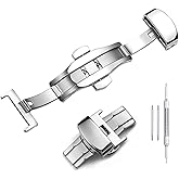 NIBD Stainless Steel Deployment Clasp Push Button Butterfly Folding Strap Buckle Replacement for Leather Watch Bands(14—22mm)